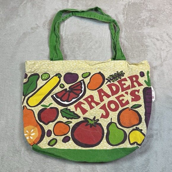 Trader Joe'S Handbags - Trader Joe's Shopping Bag Fruit & Vegetable‎ 100% cotton MADE in USA Vintage